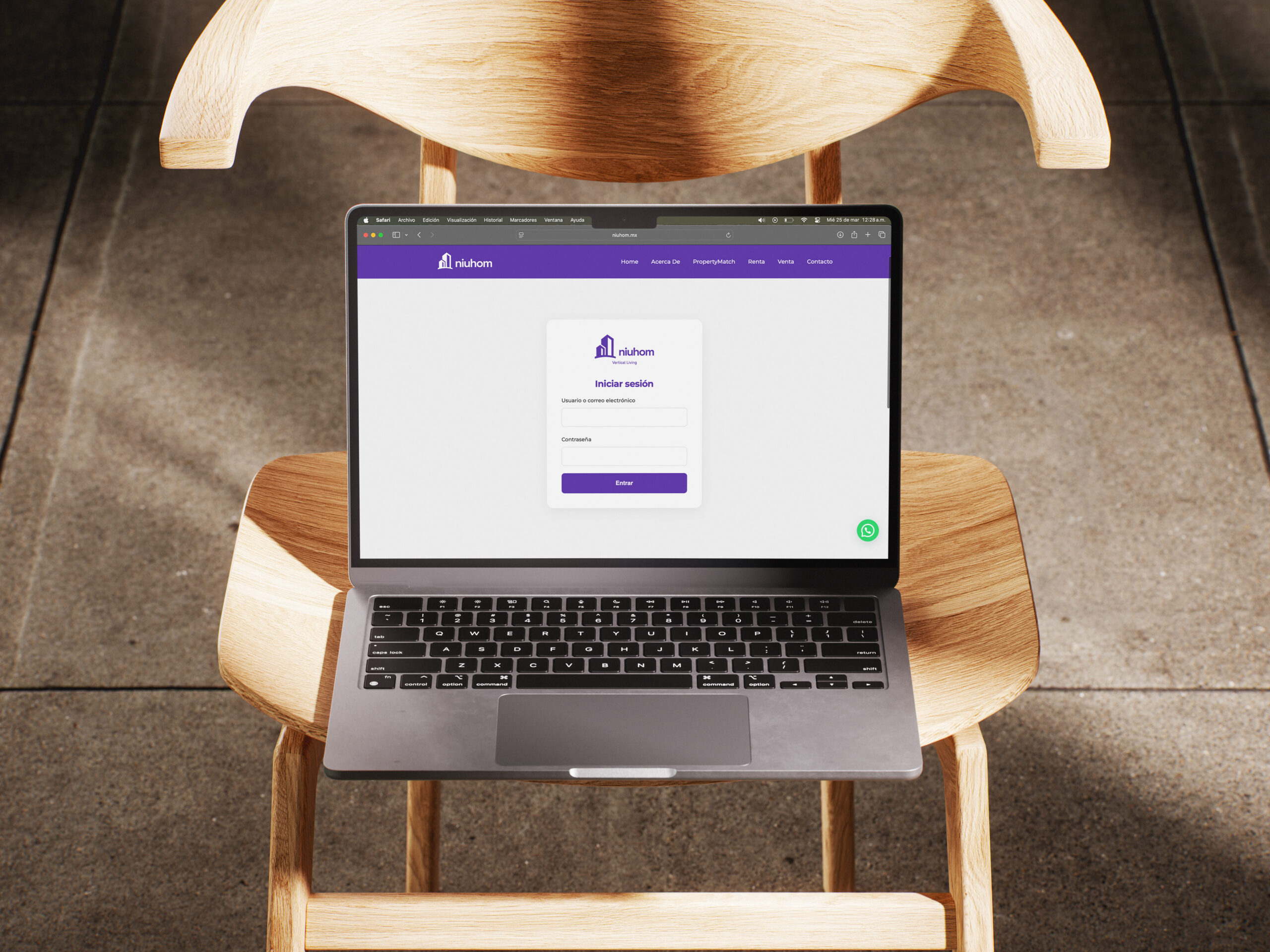 Interfaz de plataforma inmobiliaria