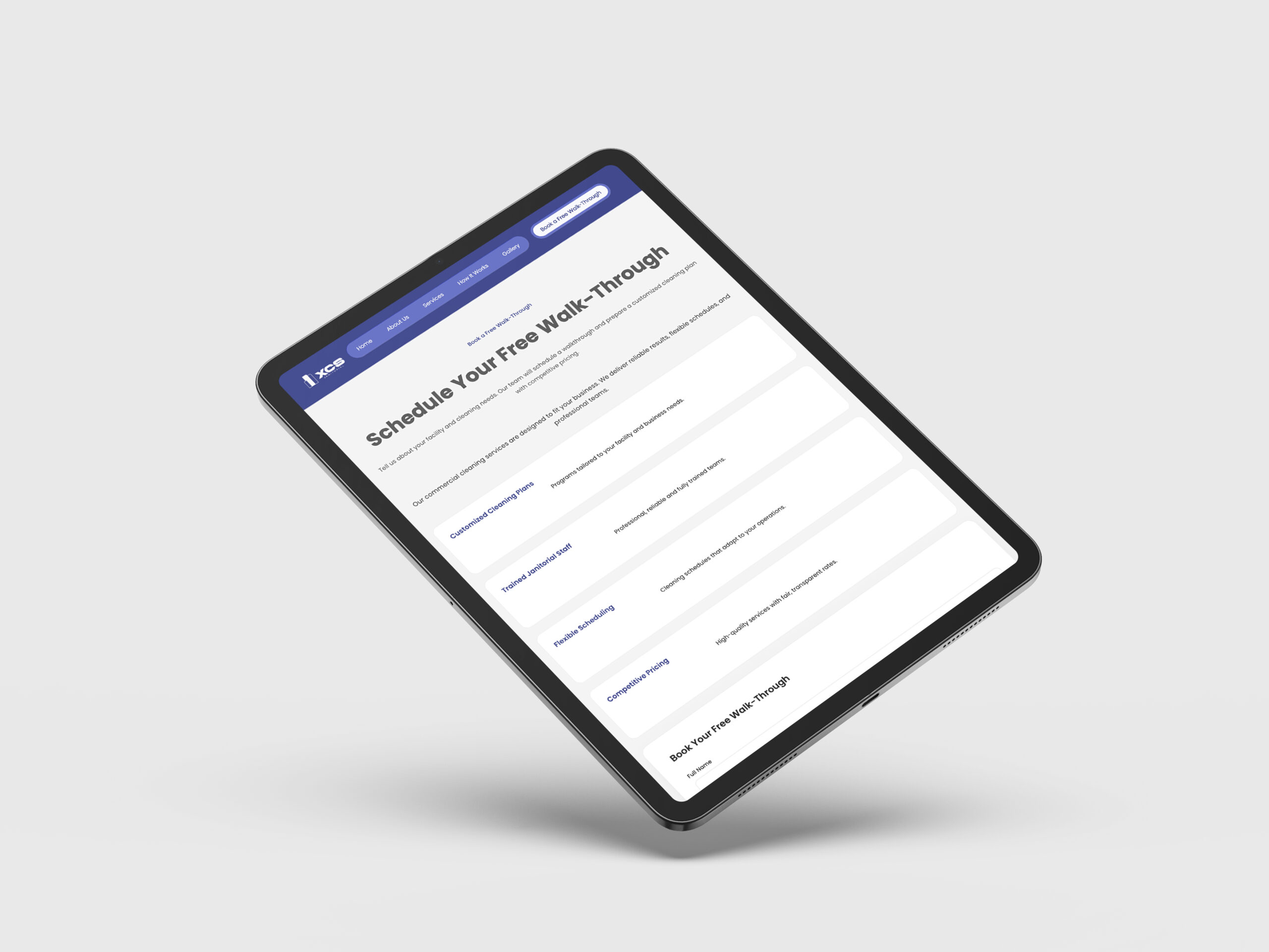 Proceso del sitio web de limpieza comercial